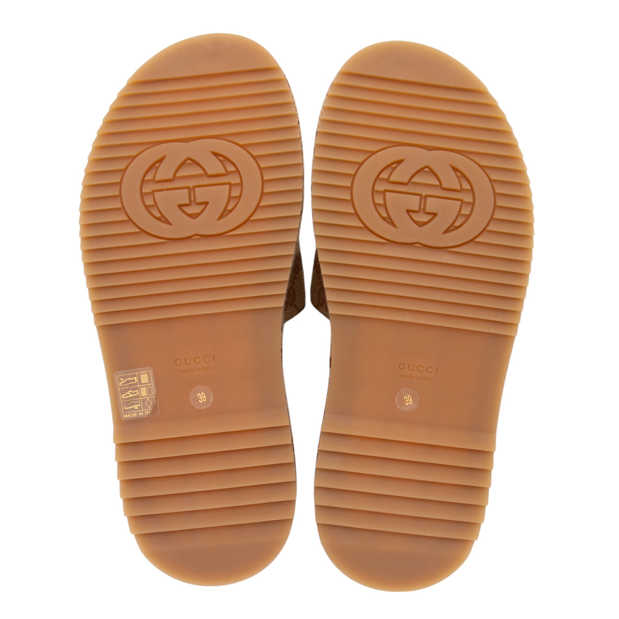 Gucci GG Canvas Angelina Slide Platform Sandals - Size 9