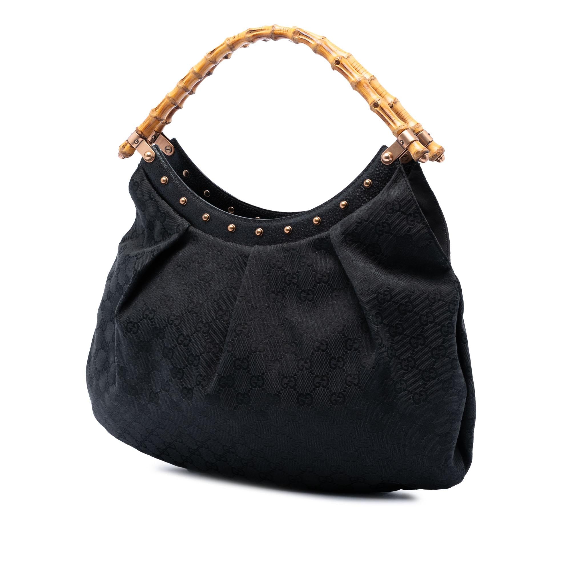 Gucci GG Canvas Bamboo Studded Hobo