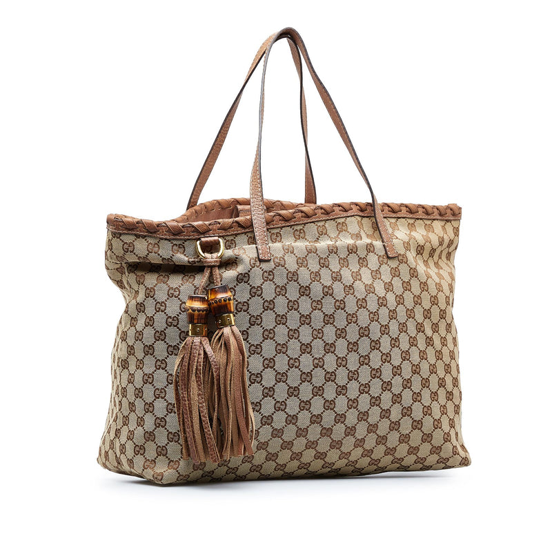 Gucci GG Canvas Bamboo Tassel Tote SHG LLt9jD LuxeDH