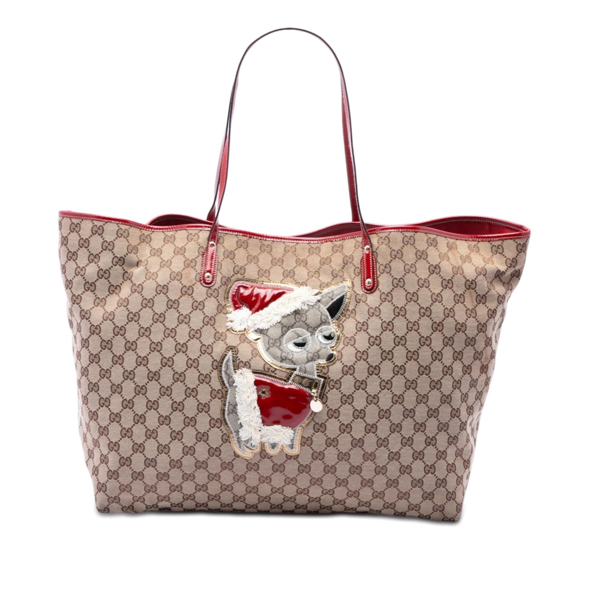Gucci GG Canvas Brando Guccioli Holiday Chihuahua Tote
