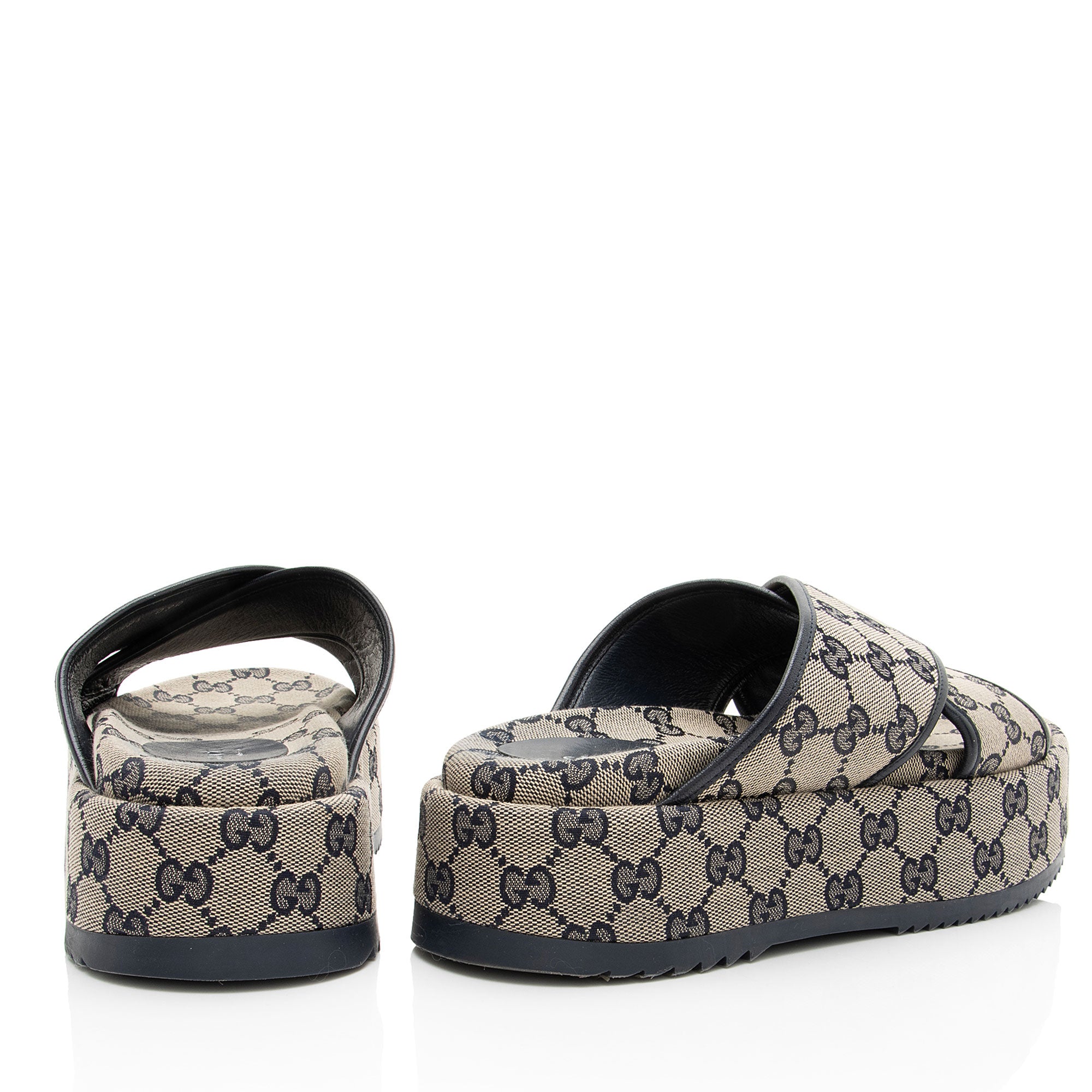 Gucci GG Canvas Crisscross Platform Sandals - Size 8.5 / 38.5