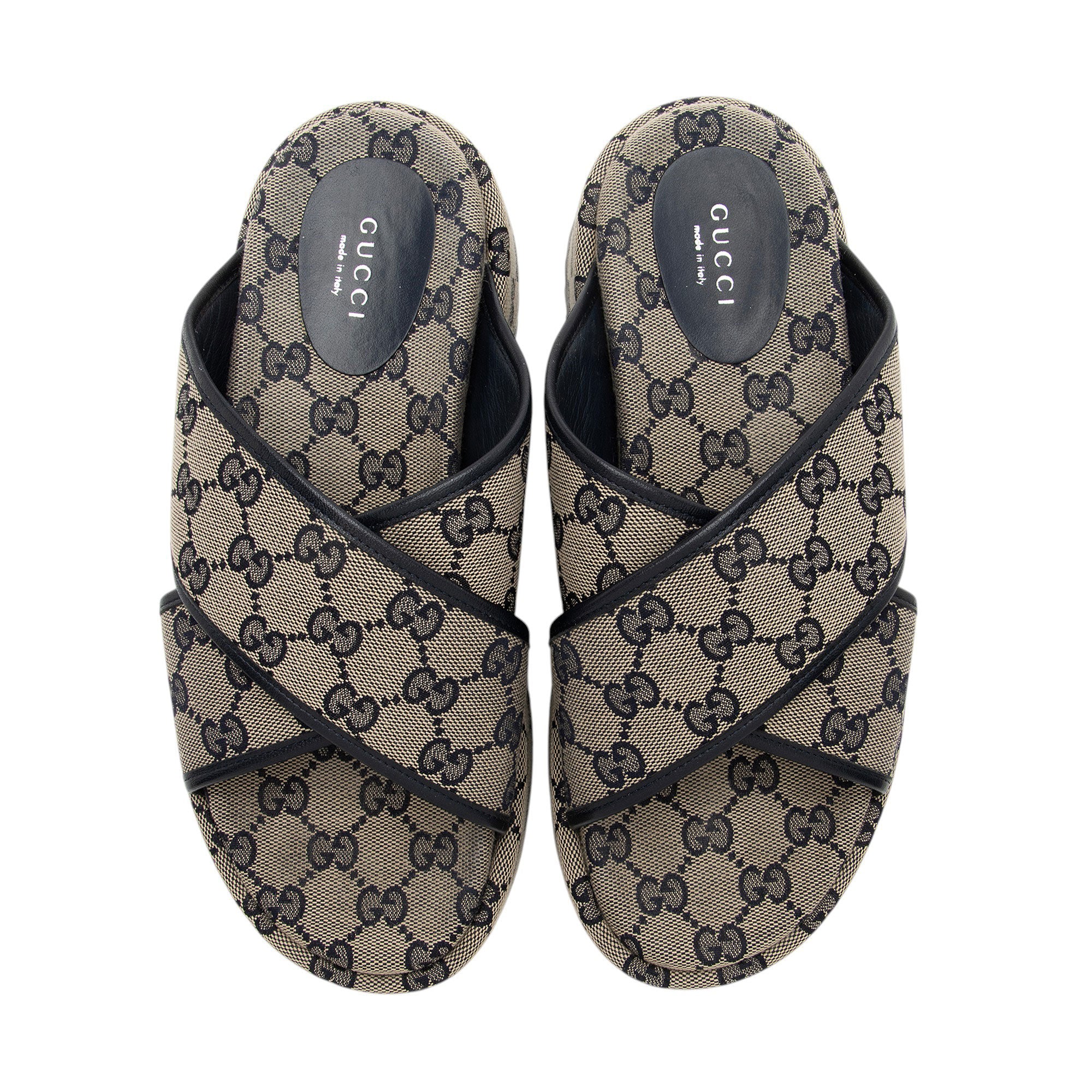 Gucci GG Canvas Crisscross Platform Sandals - Size 8.5 / 38.5