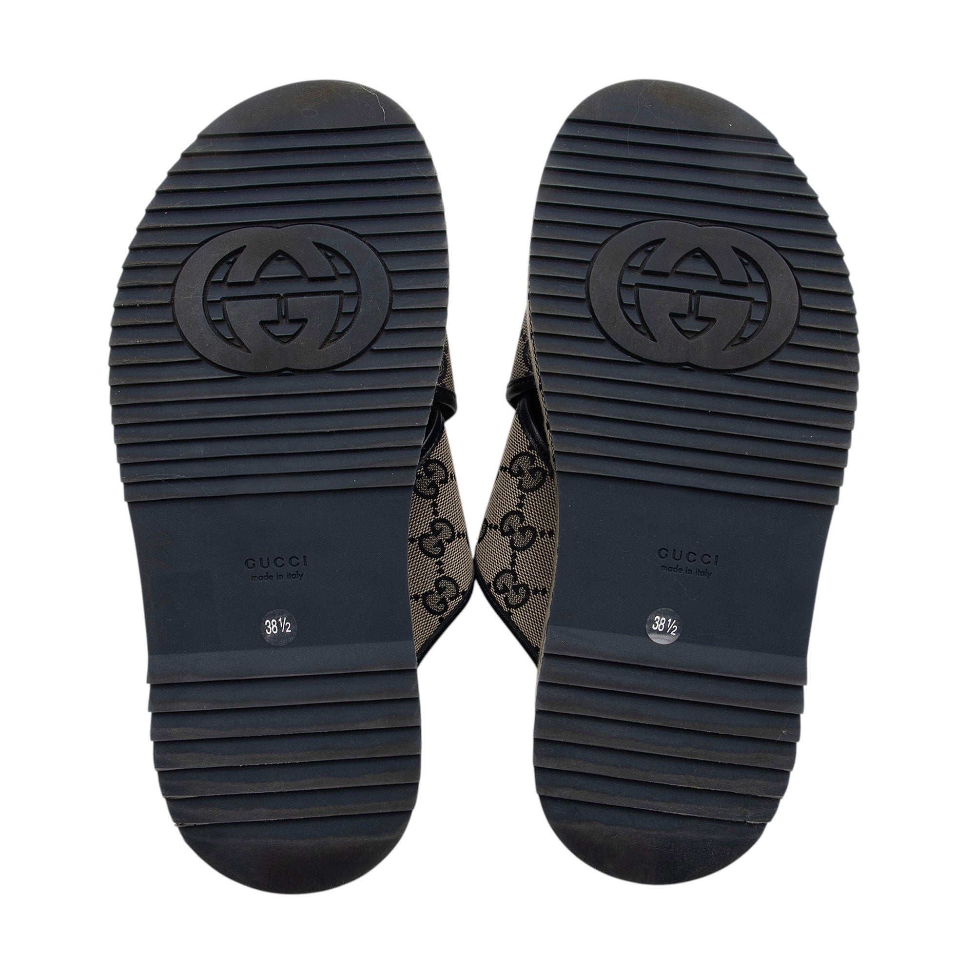 Gucci GG Canvas Crisscross Platform Sandals - Size 8.5 / 38.5