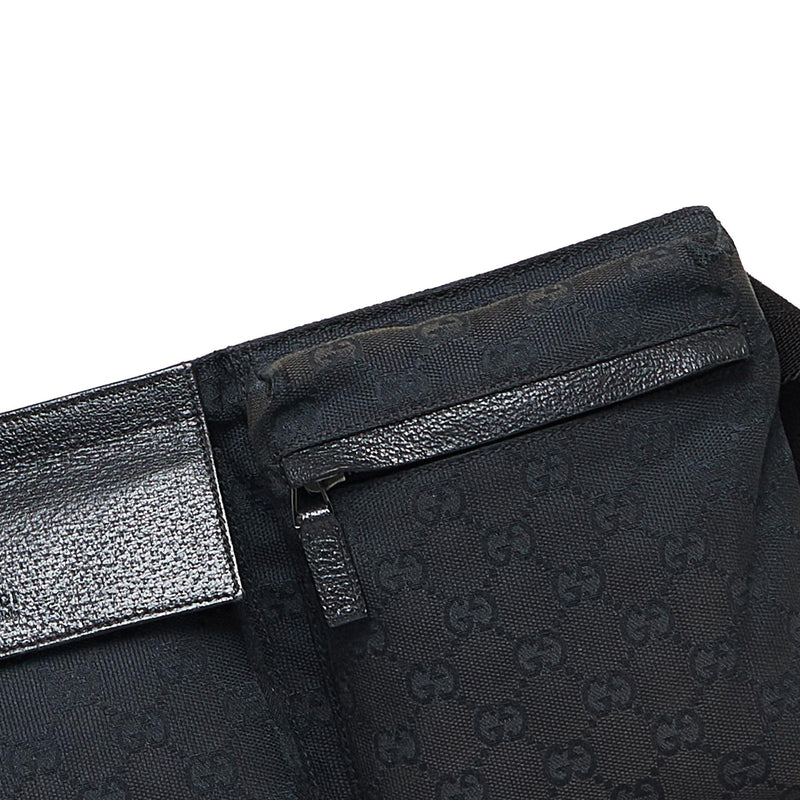 Gucci GG Canvas Double Pocket Belt Bag - Black Waist Bags