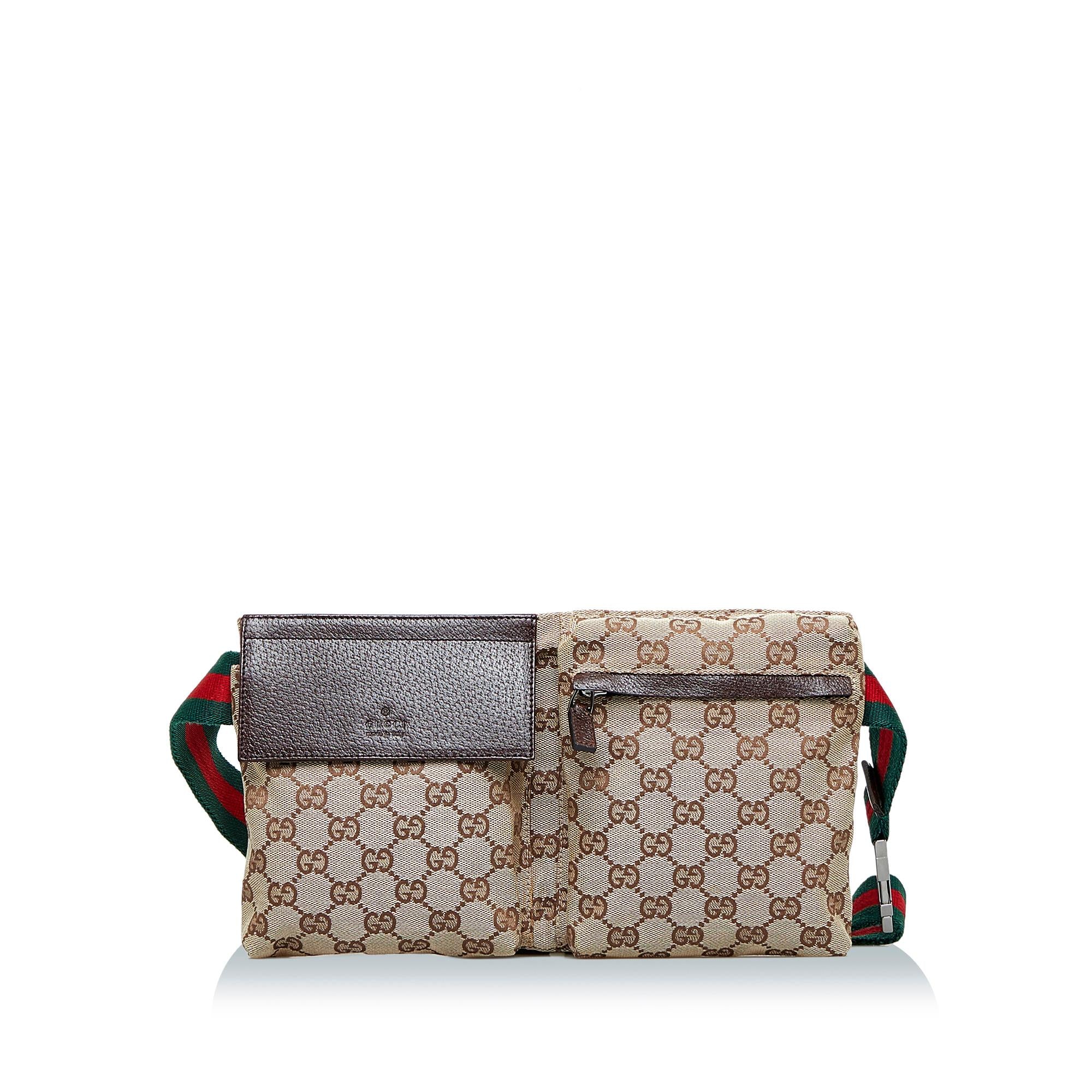 Gucci GG Canvas Double Pocket Belt Bag (SHG-K8VhdU)