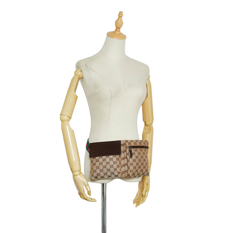Gucci GG Canvas Double Pocket Belt Bag (SHG-K8VhdU)