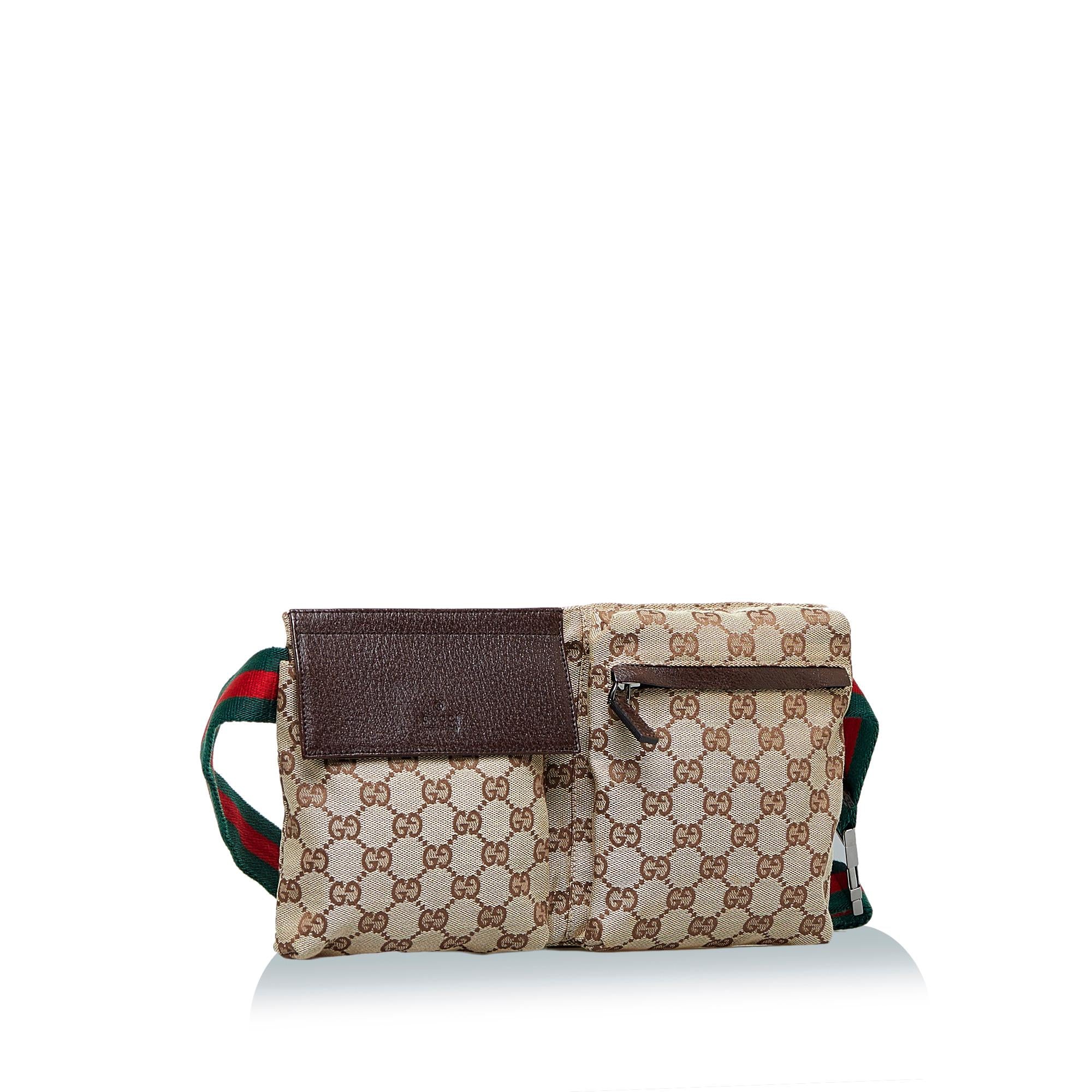 Gucci GG Canvas Double Pocket Belt Bag (SHG-K8VhdU)