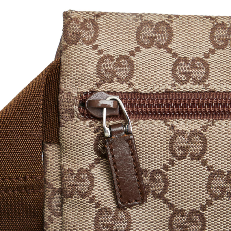 GUCCI gg canvas original vintage belt bag brown leather zip pockets