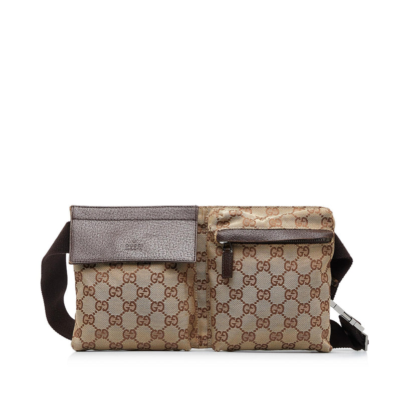 Gucci GG Canvas Double Pocket Belt Bag (SHG-ozfMNY)