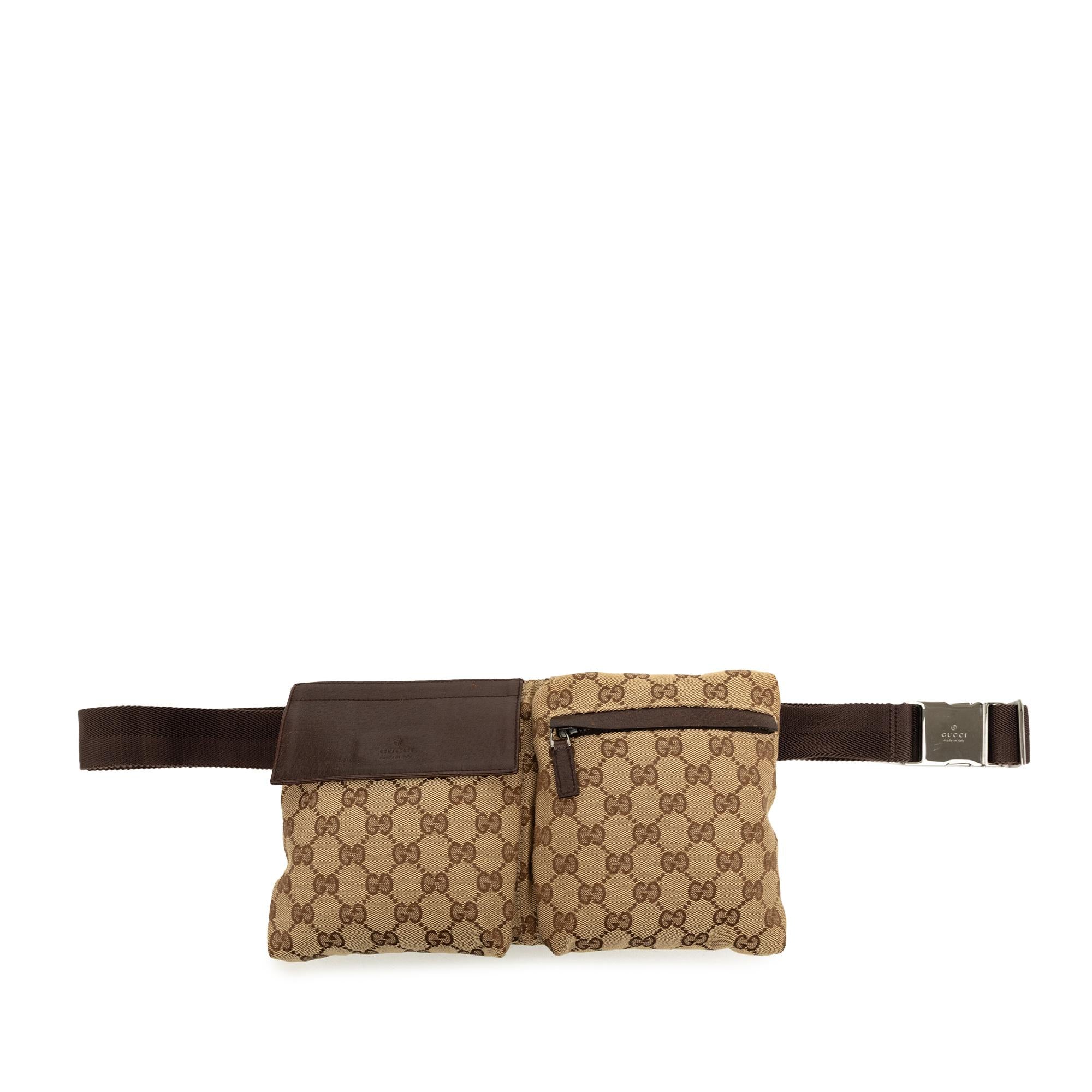 Gucci GG Canvas Double Pocket Belt Bag