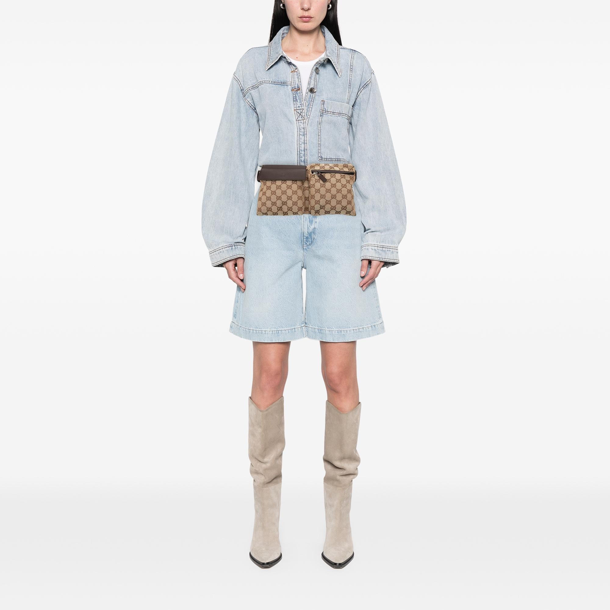 Gucci GG Canvas Double Pocket Belt Bag