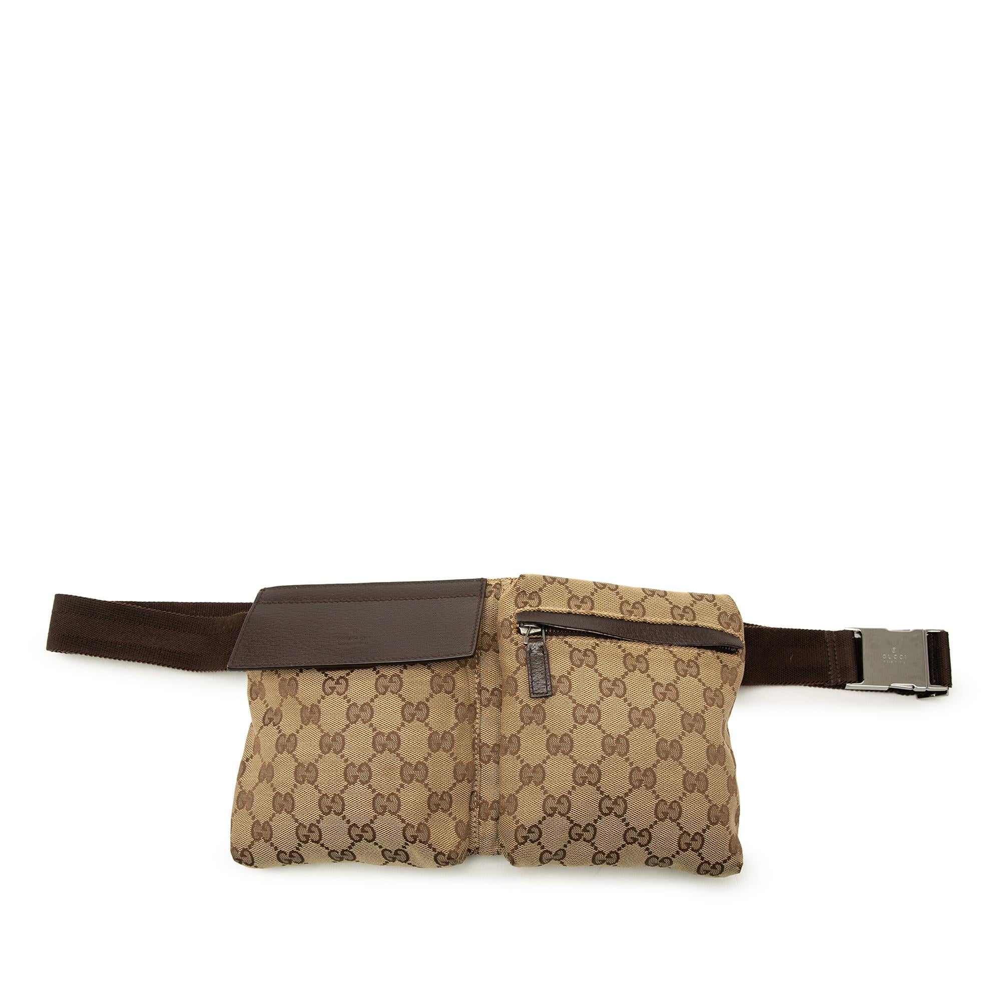 Gucci GG Canvas Double Pocket Belt Bag