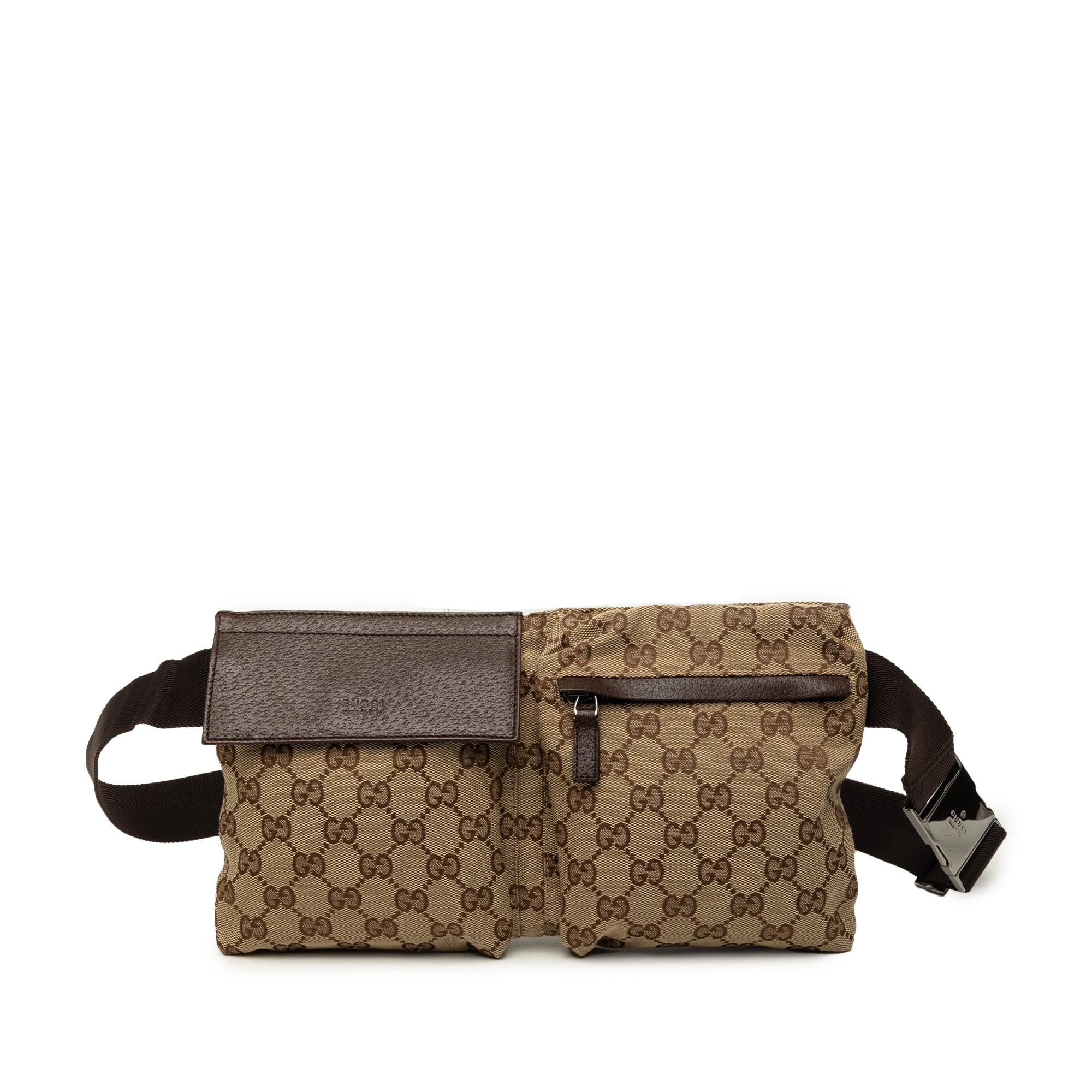 Gucci GG Canvas Double Pocket Belt Bag