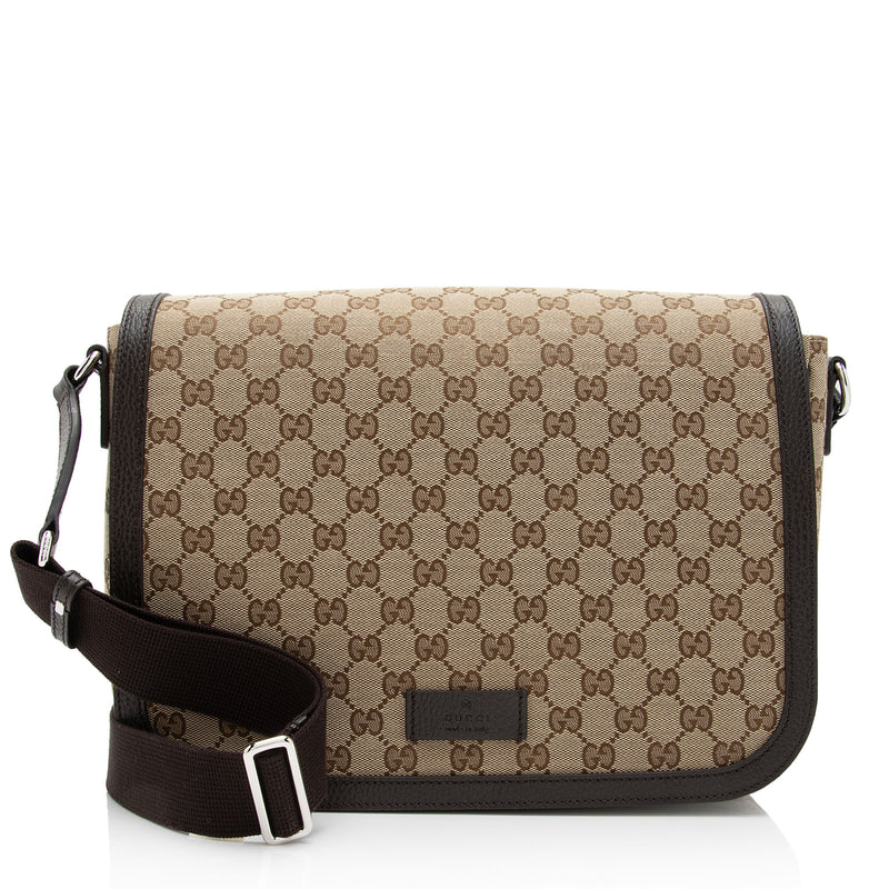 Gucci Vintage Monogram Pochette Flap Shoulder Bag Brown 