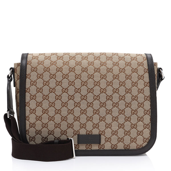 Gucci GG Canvas Flap Messenger Bag (SHF-1QqxVk)
