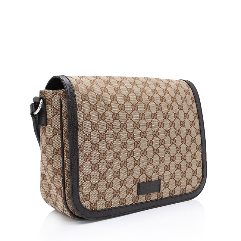 Gucci GG Canvas Flap Messenger Bag (SHF-1QqxVk)