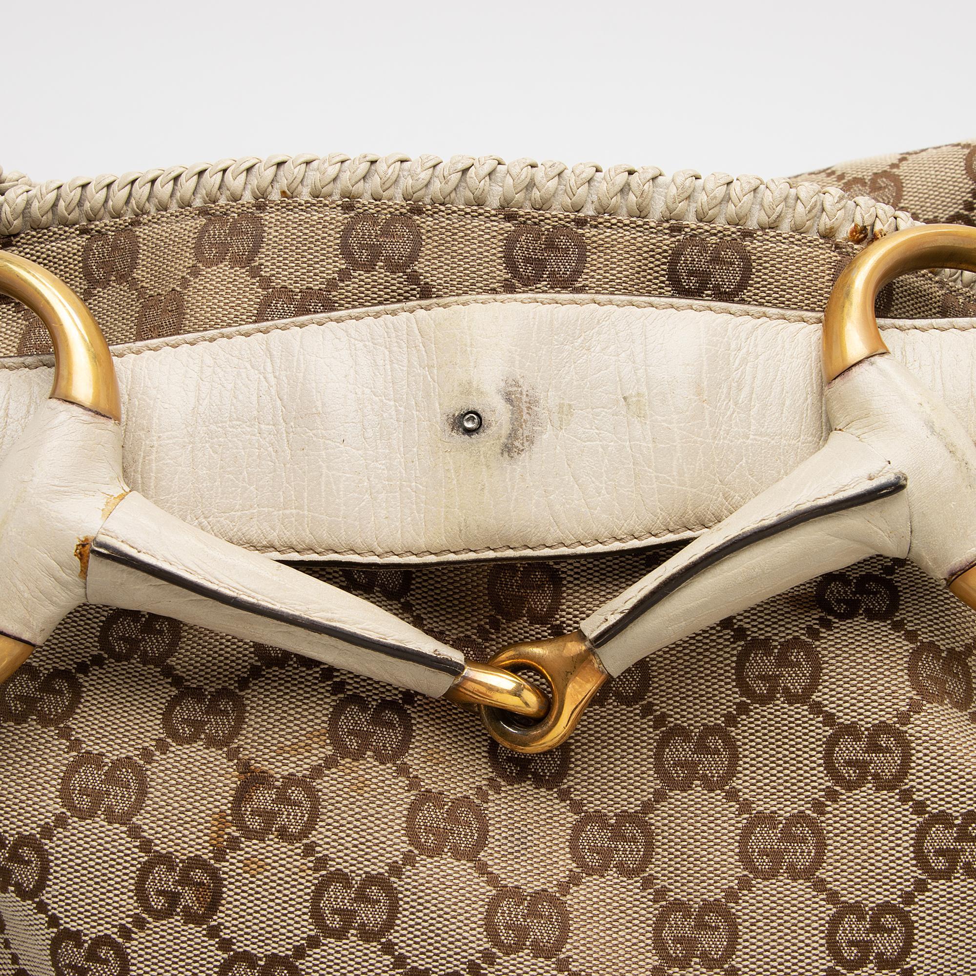 Gucci GG Canvas Horsebit Large Hobo - FINAL SALE (SHF-cqgUHp)