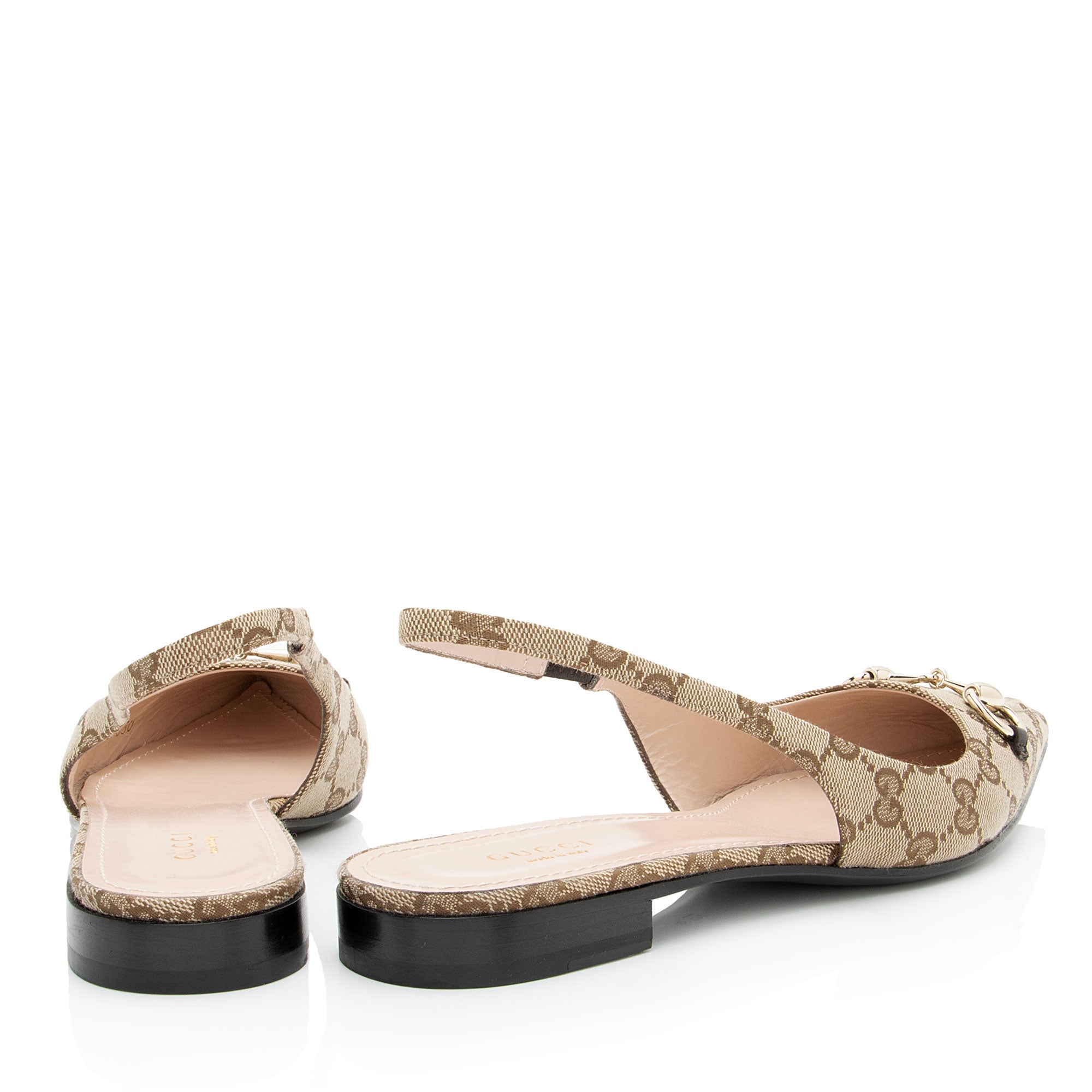 Gucci GG Canvas Horsebit Slingback Flats - Size 8.5 / 38.5