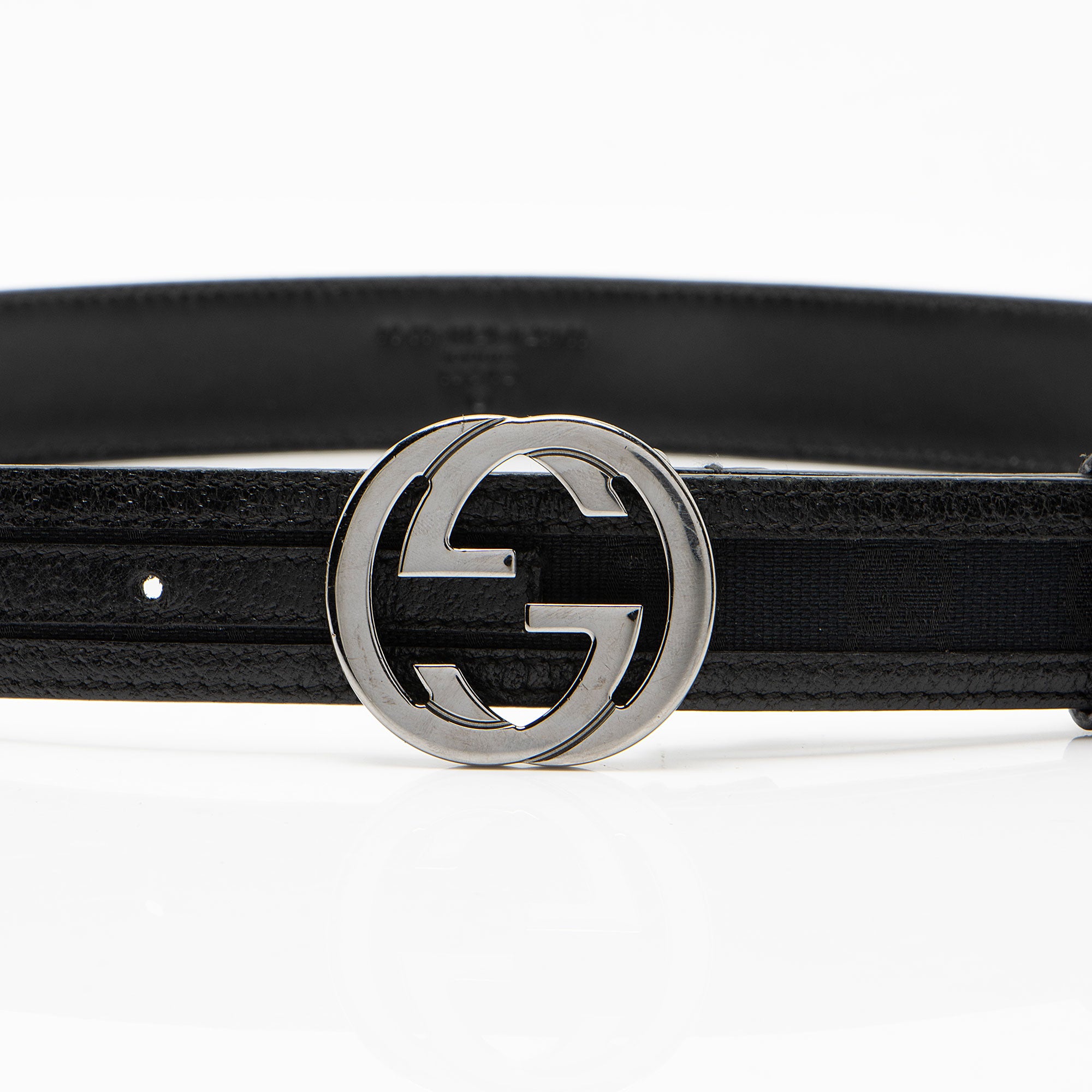 Gucci GG Canvas Interlocking G Buckle Thin Belt - Size 34 / 85