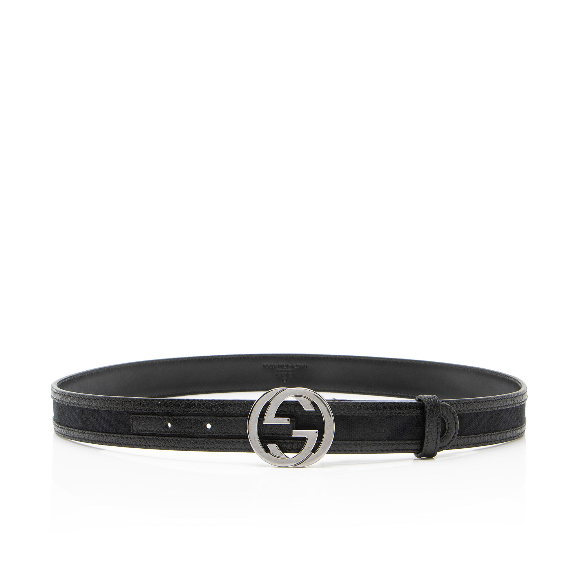 Gucci GG Canvas Interlocking G Buckle Thin Belt - Size 34 / 85