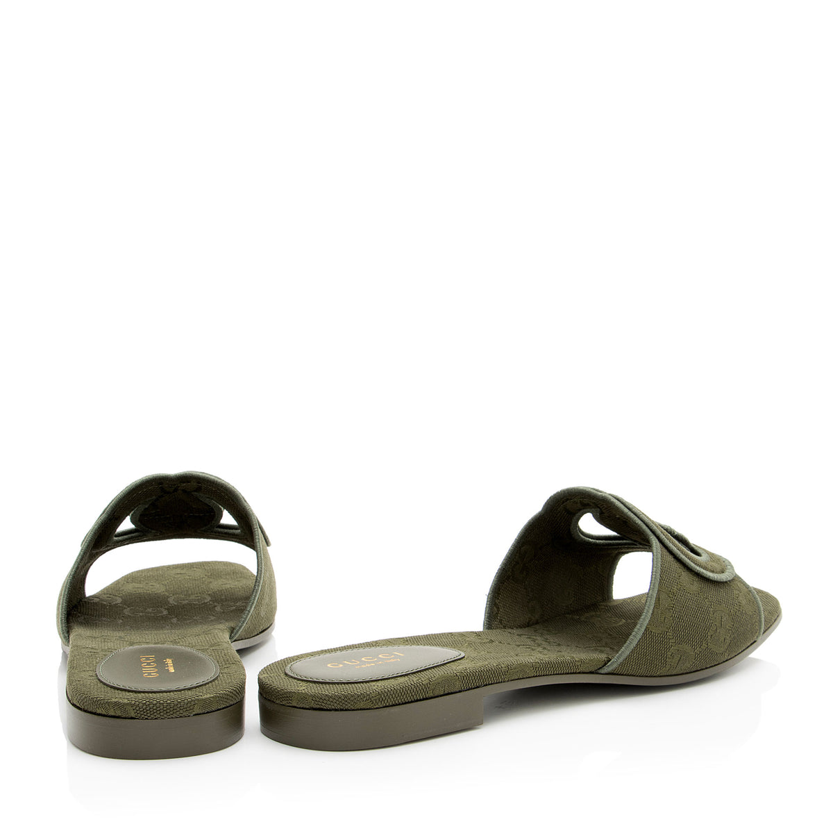 Gucci GG Canvas Interlocking G Cutout Slides - Size 8.5 / 38.5