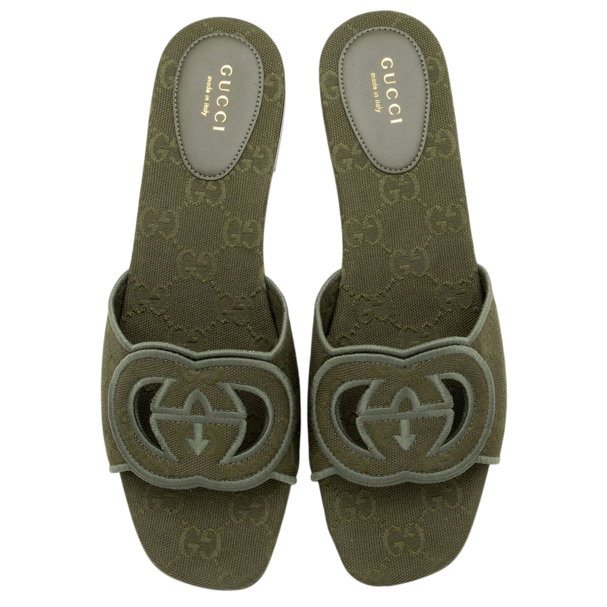Gucci GG Canvas Interlocking G Cutout Slides - Size 8.5 / 38.5