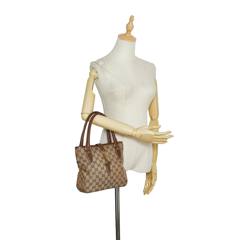 Gucci GG Canvas Jackie Piston Lock Handbag (SHG-R6bLVW)