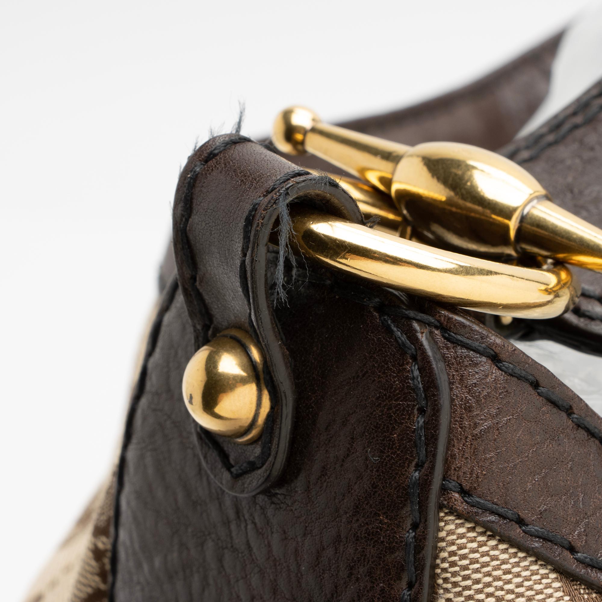 入荷なう Gucci (SHF-23522) Hobo Large Jockey Canvas GG バッグ