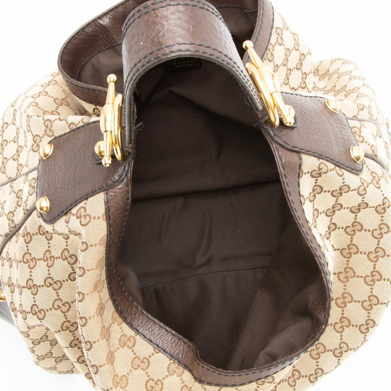 Gucci GG Canvas Jockey Large Hobo SHF 23522 LuxeDH