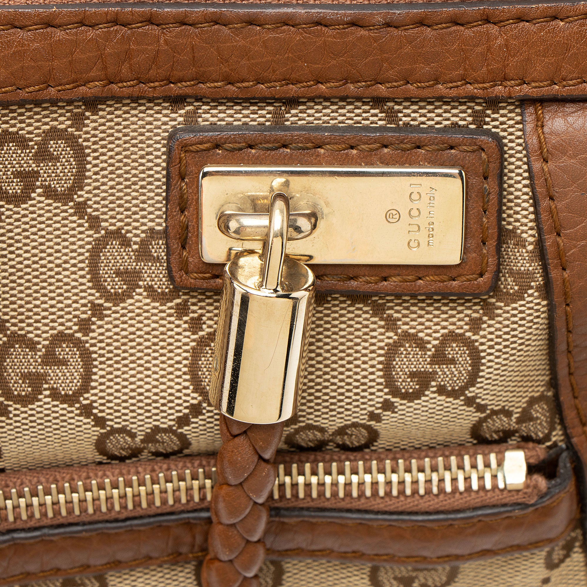 Gucci GG Canvas Leather Bella Tote