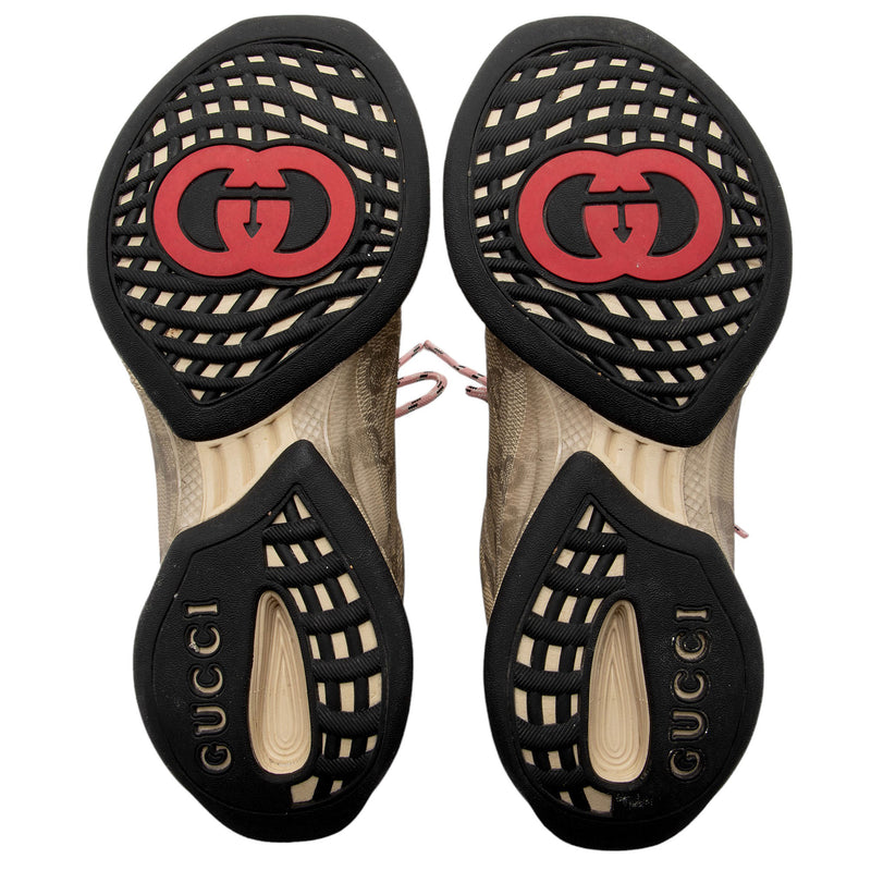 Gucci GG Canvas Leather Run Sneakers Size 7.5 37.5 SHF V4B1xE LuxeDH