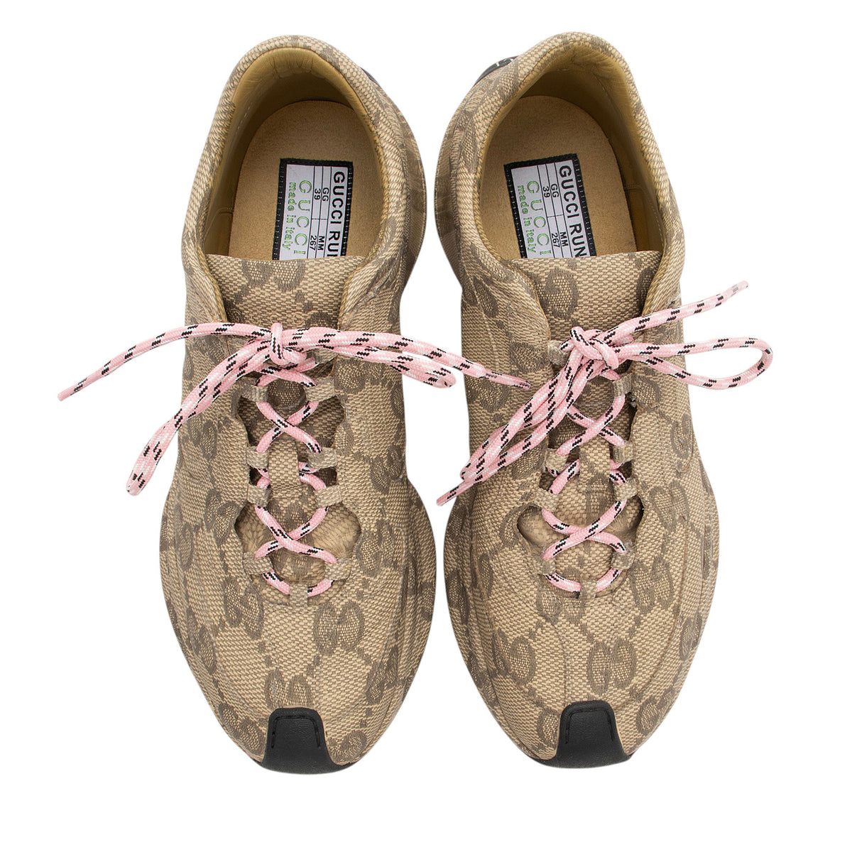 Gucci GG Canvas Leather Run Sneakers - Size 9 / 39