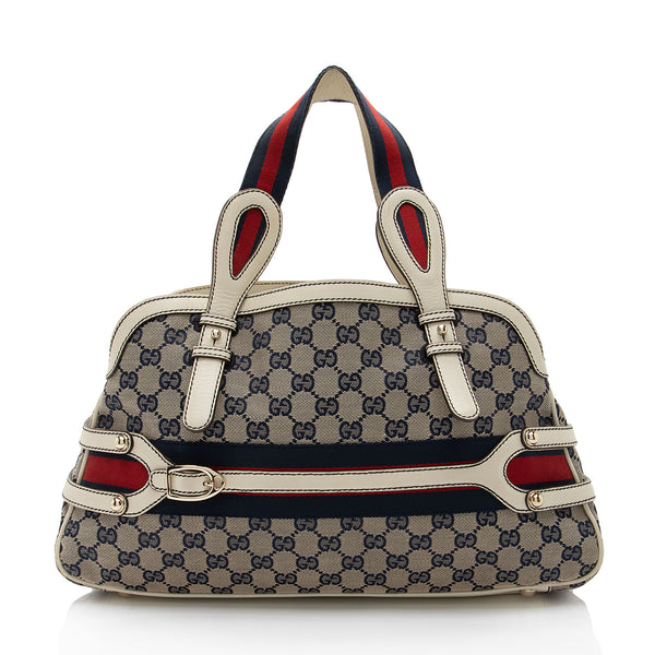 Gucci GG Canvas Leather Web Shoulder Bag (SHF-Syij4P)