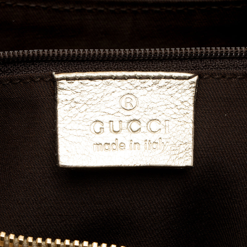 Gucci GG Canvas Metallic Leather D Ring Medium Hobo (SHF-hGJsEO)