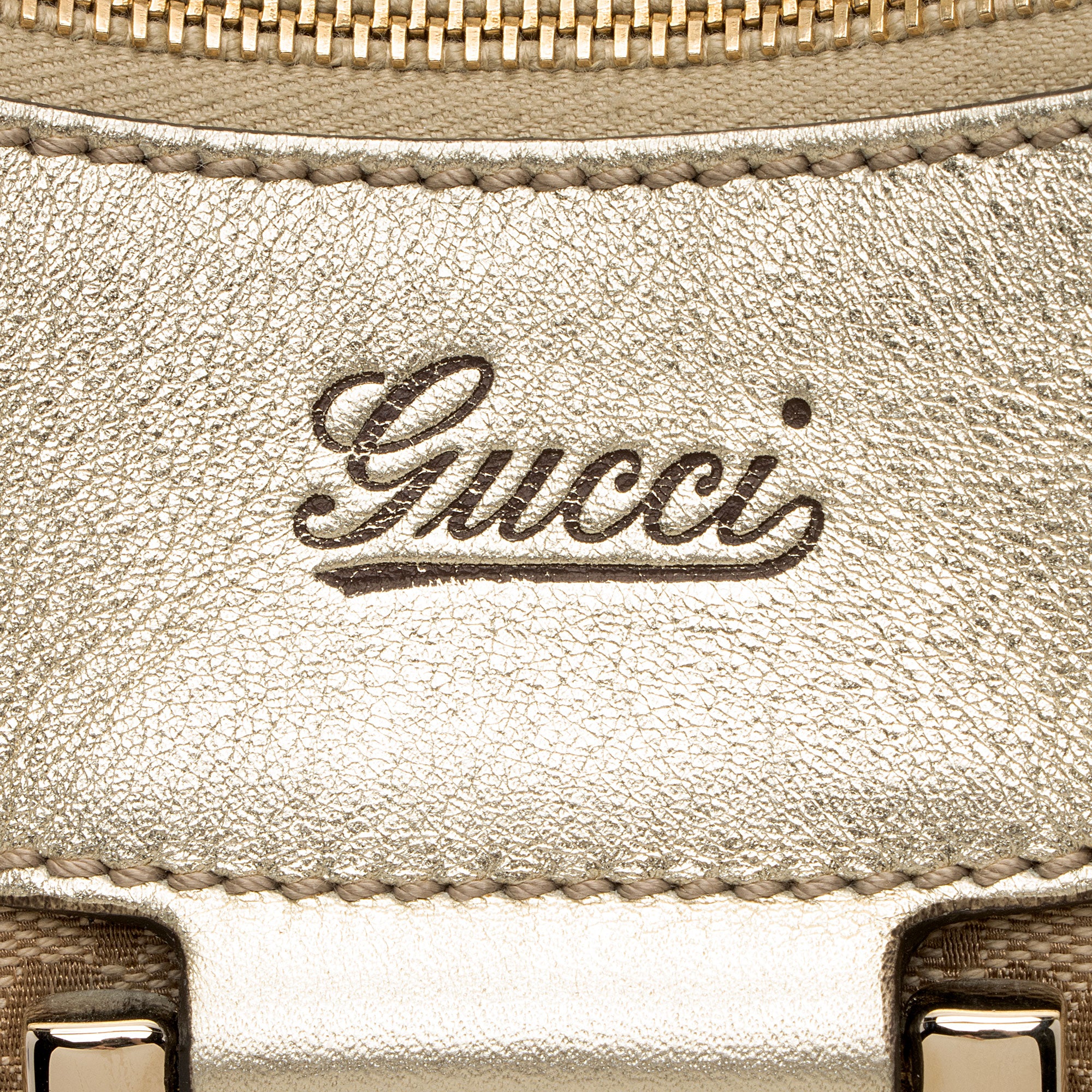 Gucci GG Canvas Metallic Leather D Ring Medium Hobo (SHF-hGJsEO)