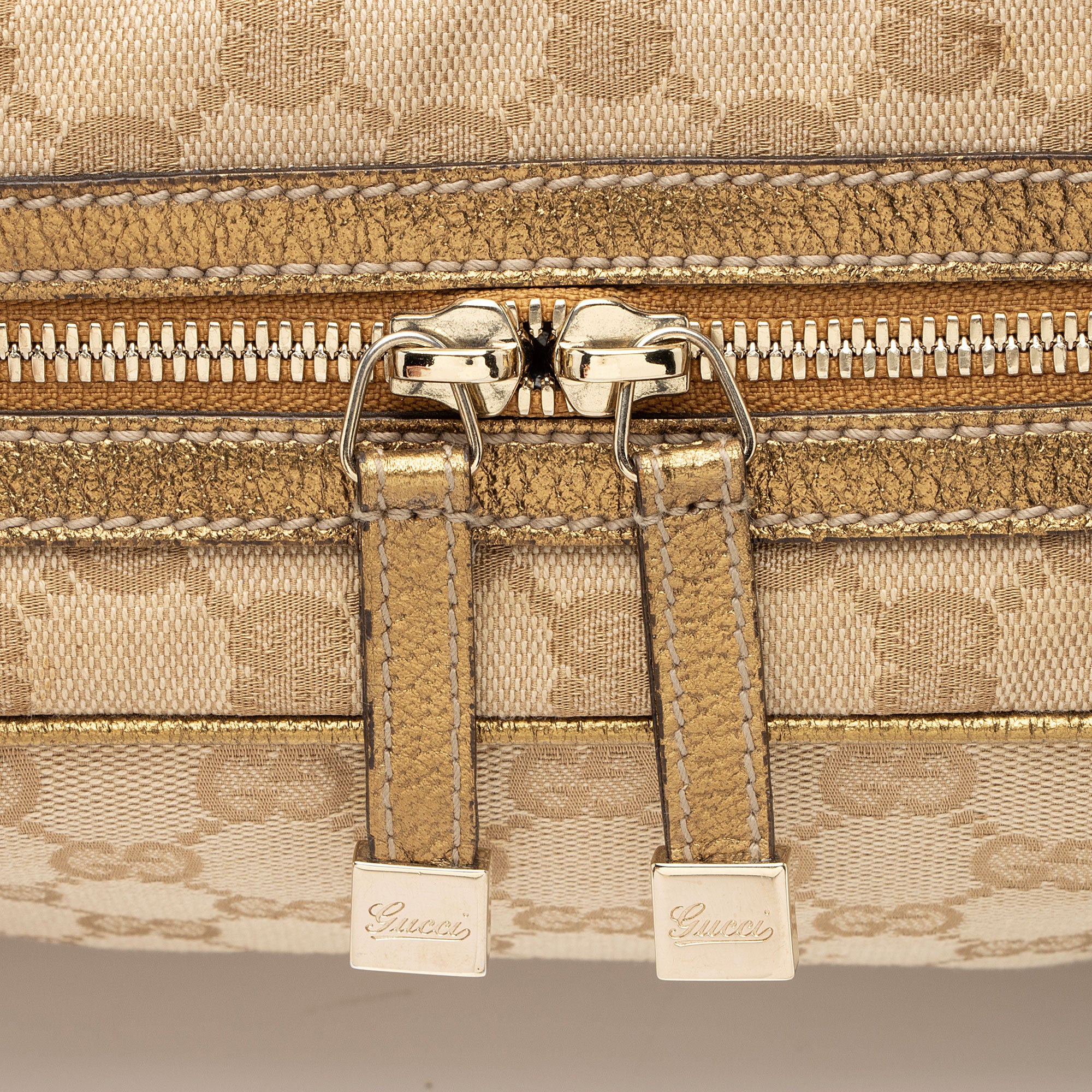 Gucci GG Canvas Metallic Leather Princy Medium Boston Bag (SHF-af8xb3)