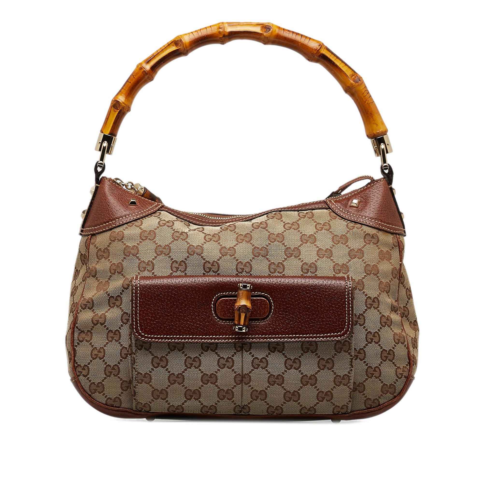 Gucci GG Canvas Nailhead Bamboo Handle Bag (SHG-kiHtJf)