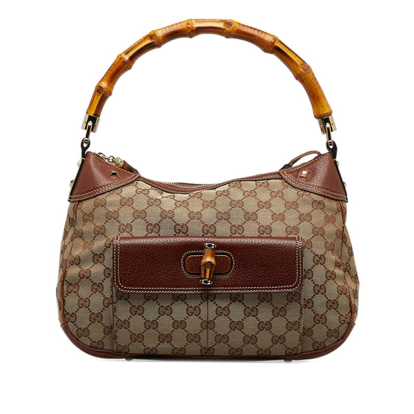 Gucci GG Canvas Nailhead Bamboo Handle Bag (SHG-kiHtJf)