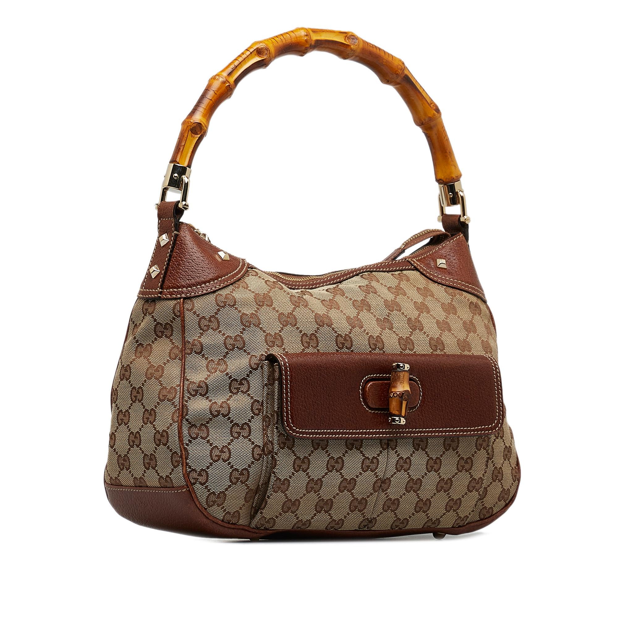 Gucci GG Canvas Nailhead Bamboo Handle Bag (SHG-kiHtJf)