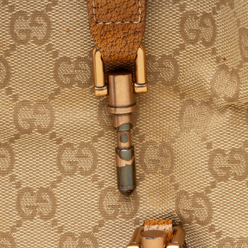 Gucci GG Canvas Nailhead Bardot Large Shoulder Bag (SHF-FHIG8i)