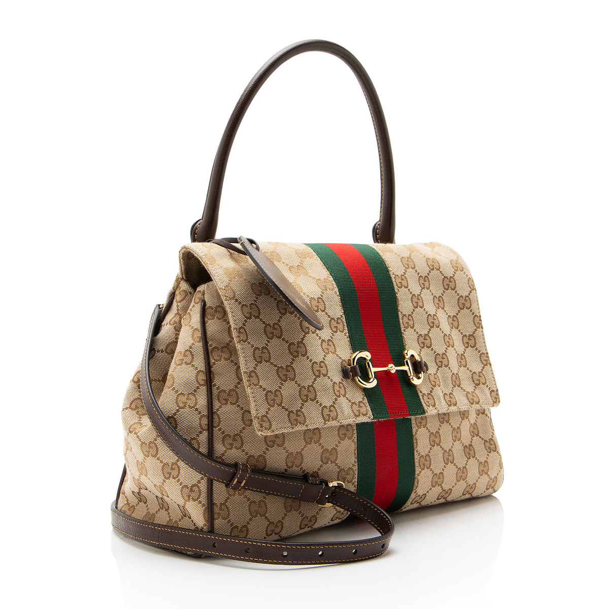 Gucci GG Canvas Horsebit Paparazzo Medium Top Handle