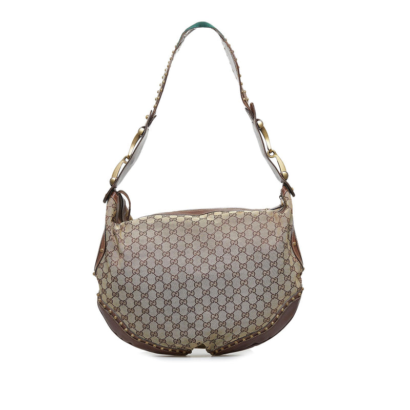 Gucci GG Canvas Pelham Studded Hobo Bag (SHG-w72l4p)