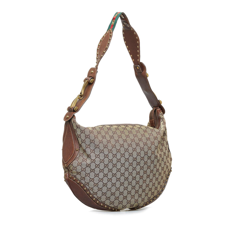 Gucci GG Canvas Pelham Studded Hobo Bag (SHG-w72l4p)