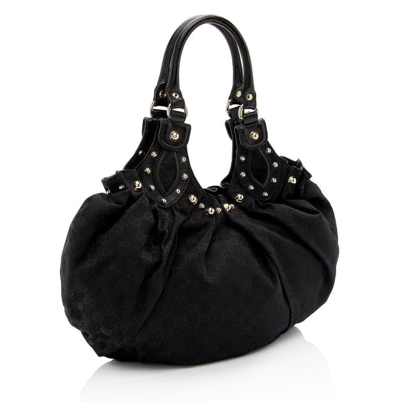 Gucci GG Canvas Studded Pelham Small Shoulder Bag (SHF-0I65Ea)