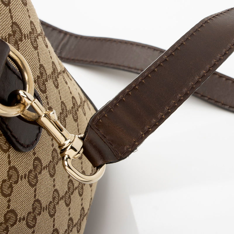 Gucci Joy Dark Brown Leather Web Boston Bag with long strap - A