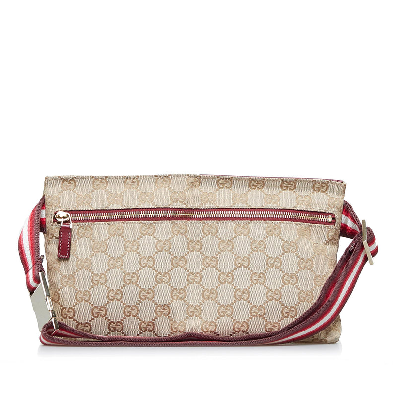 Gucci GG Canvas Web Double Pocket Belt Bag (SHG-AZ2VIh)