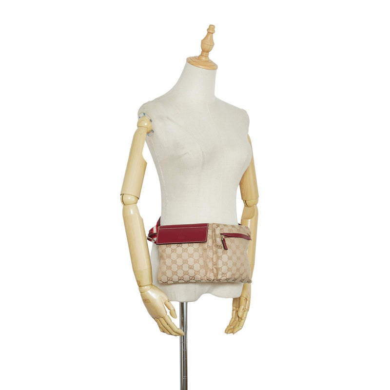 Gucci GG Canvas Web Double Pocket Belt Bag (SHG-AZ2VIh)