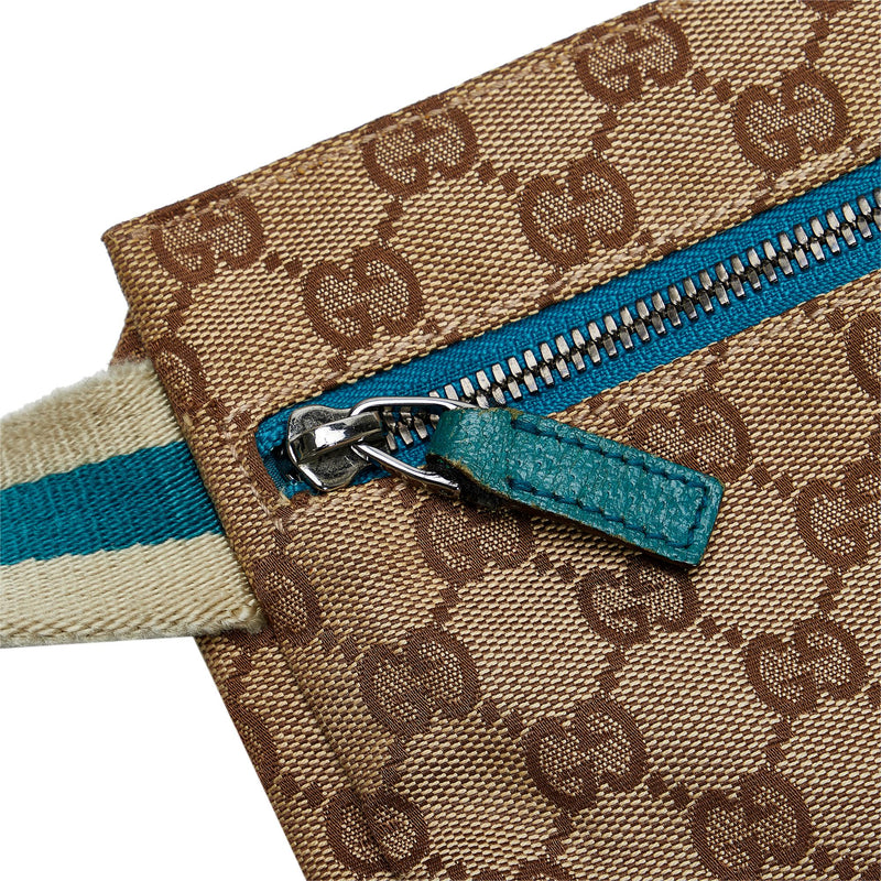 Gucci GG Canvas Web Double Pocket Belt Bag (SHG-fVauzX)