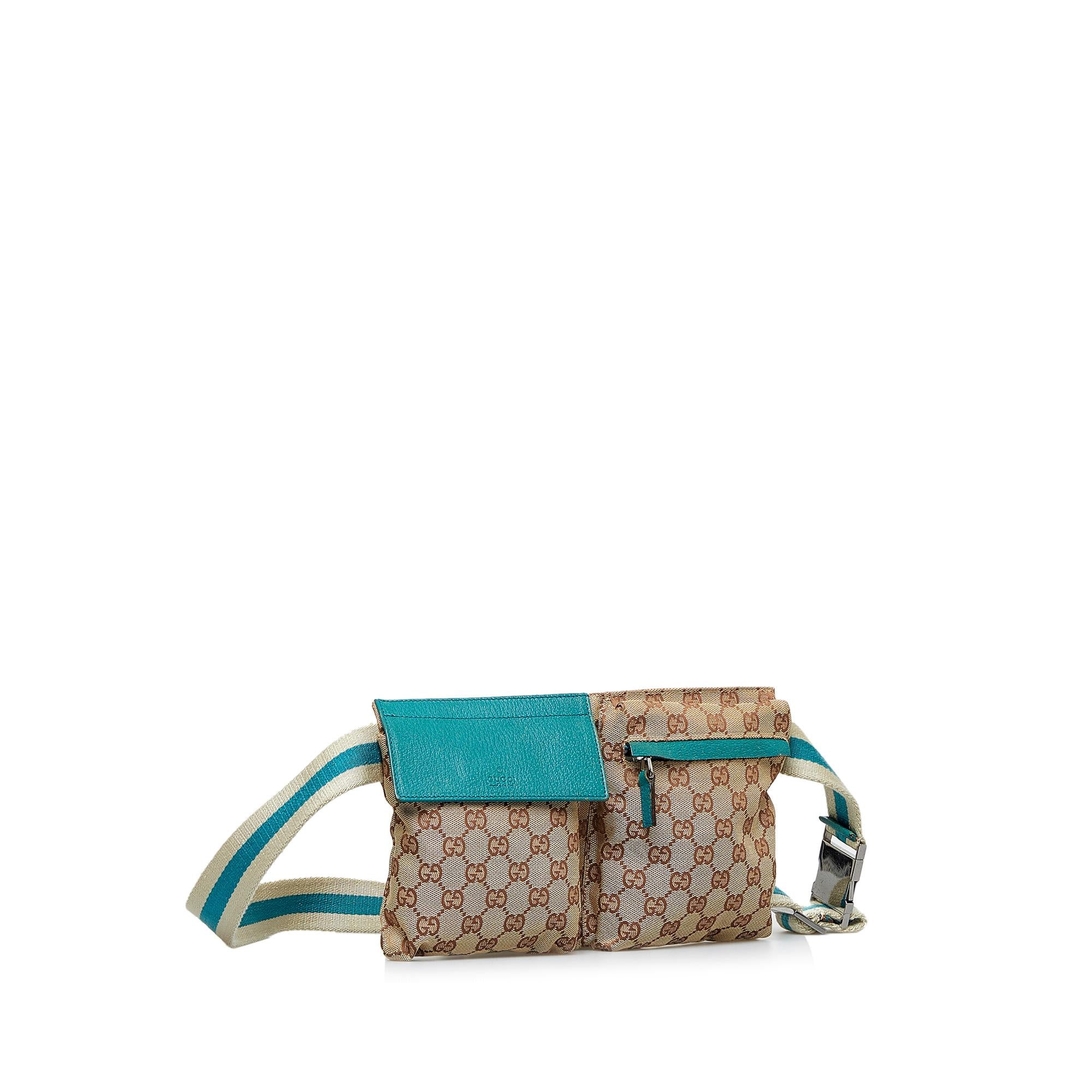 Gucci GG Canvas Web Double Pocket Belt Bag (SHG-fVauzX)