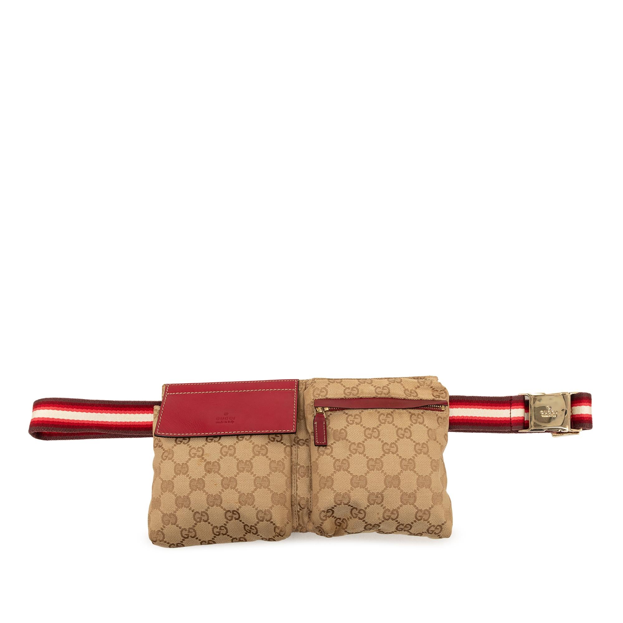 Gucci GG Canvas Web Double Pocket Belt Bag